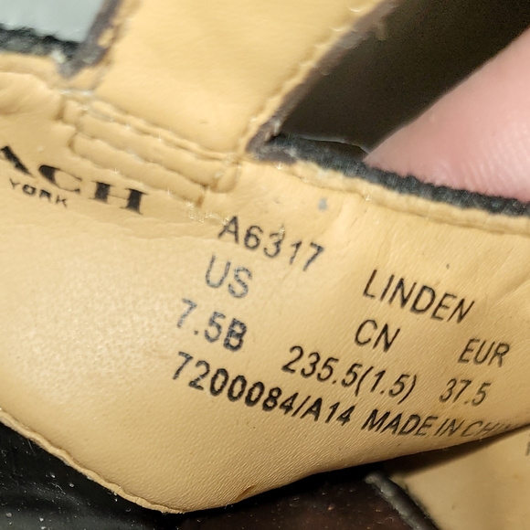 Y2K Coach Size 7.5 B Black Fabric Tan Cork Wedges - Picture 10 of 14